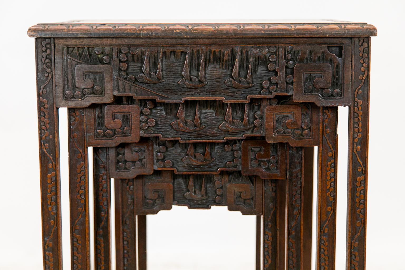 Nest of Four Chinese Teakwood Tables 2