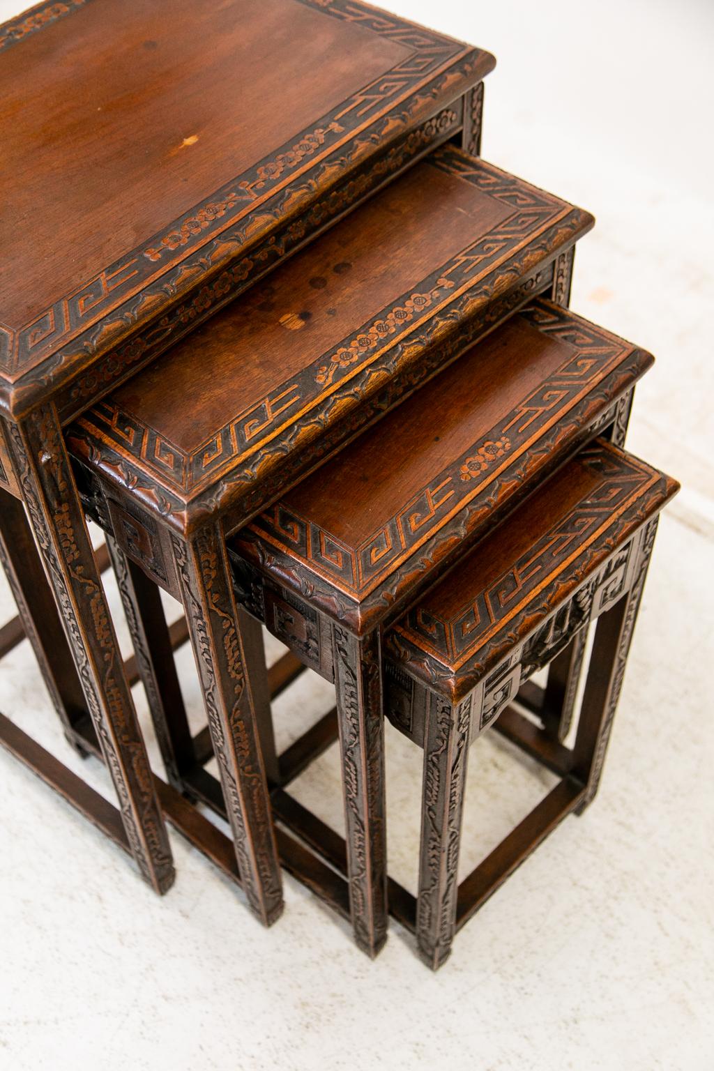 Wood Nest of Four Chinese Teakwood Tables