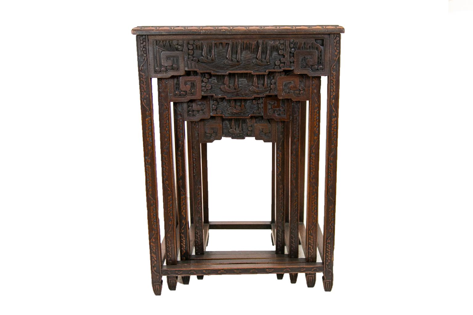 Nest of Four Chinese Teakwood Tables 1