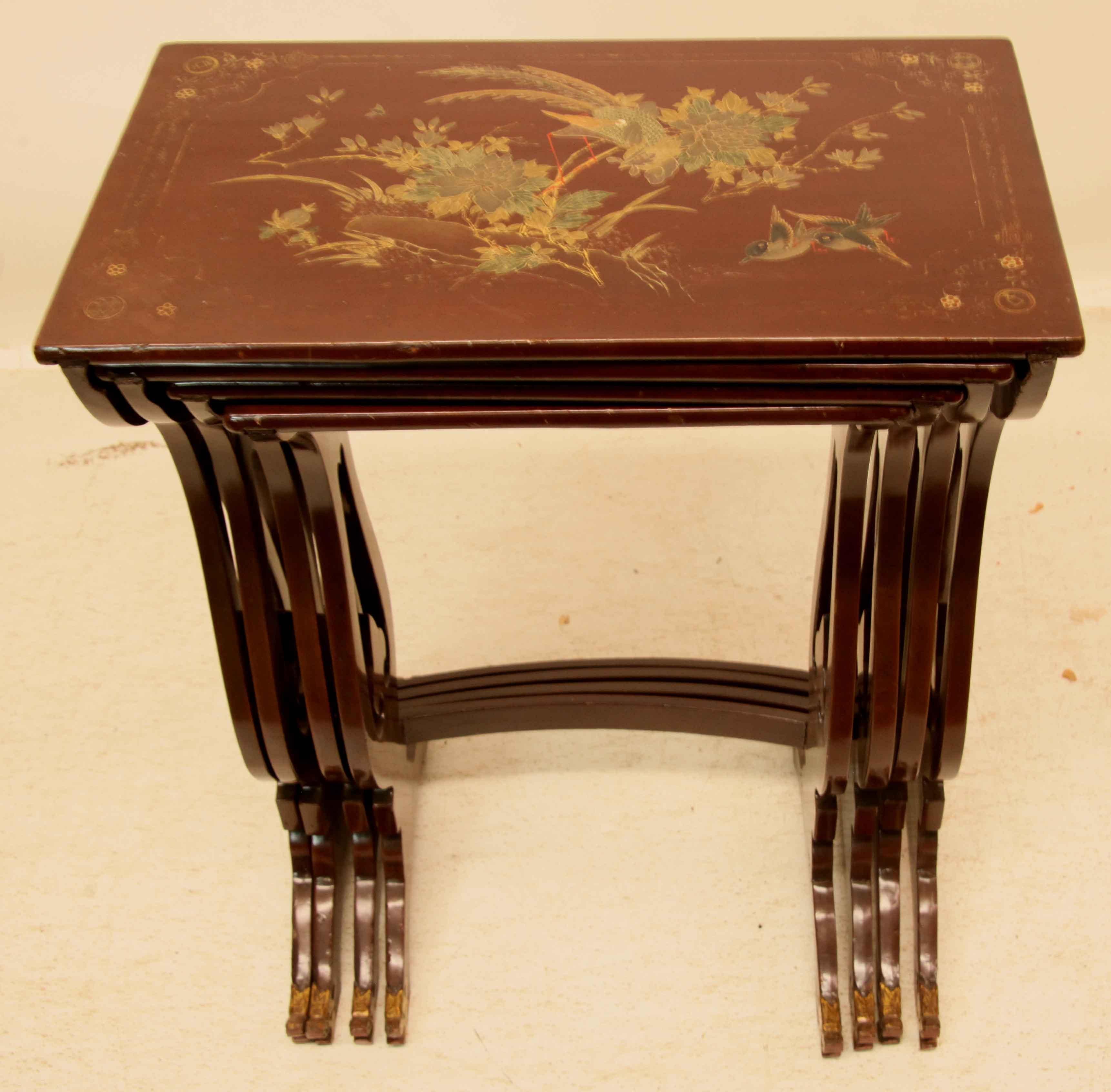 Nest of Four Lacquer Tables For Sale 7