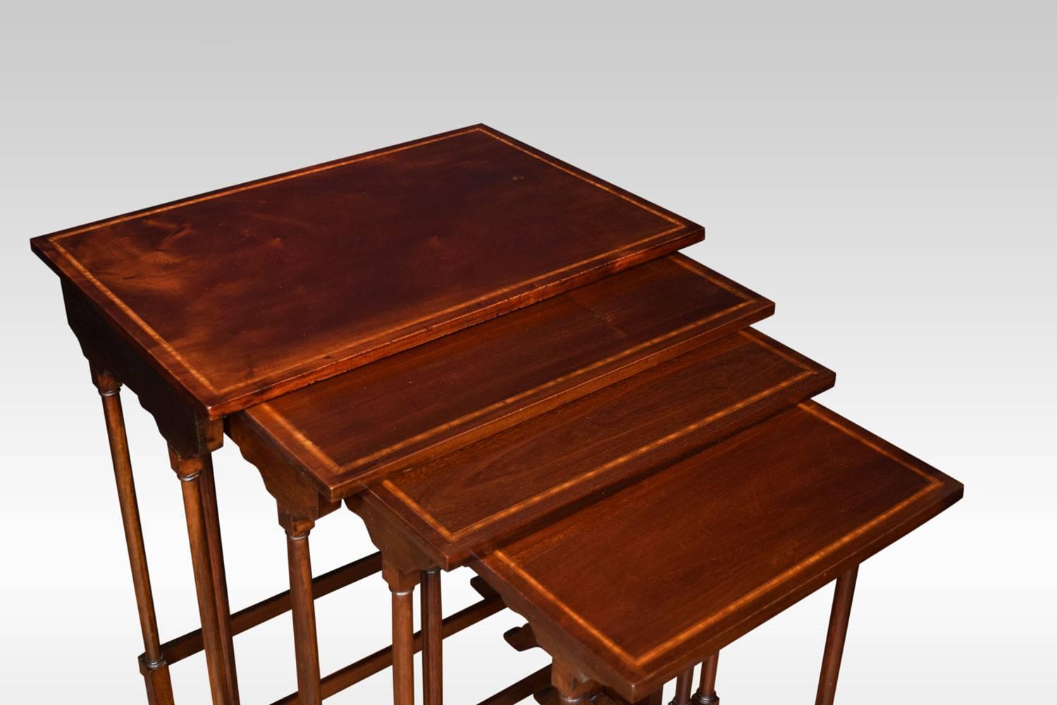 20th Century Nest of Four Mahogany Inlaid Tables