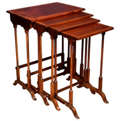 Antique Nest of Four Mahogany Inlaid Tables