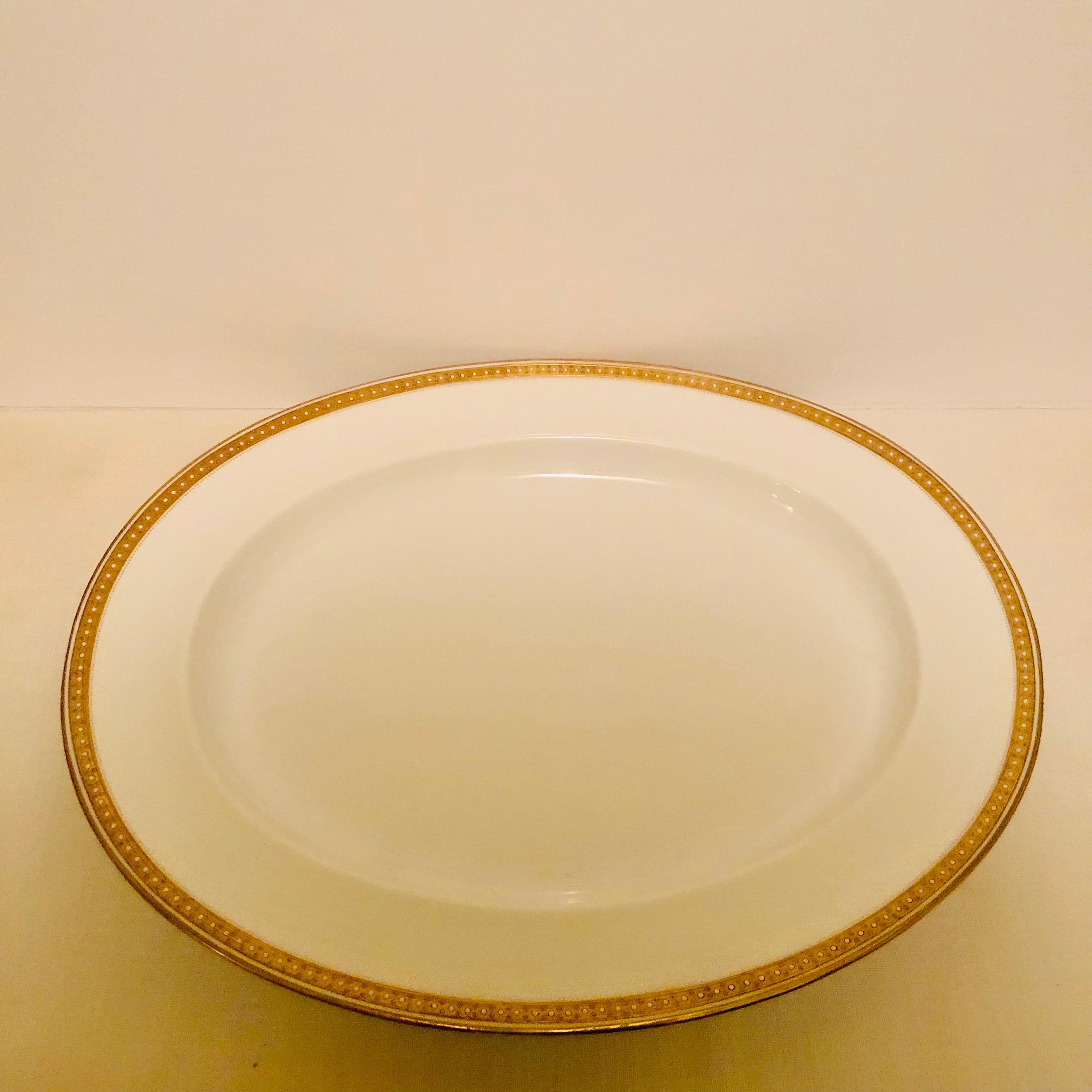 Nest of Four Spode Copeland Serving Platters With Gold Border and White Jeweling 2
