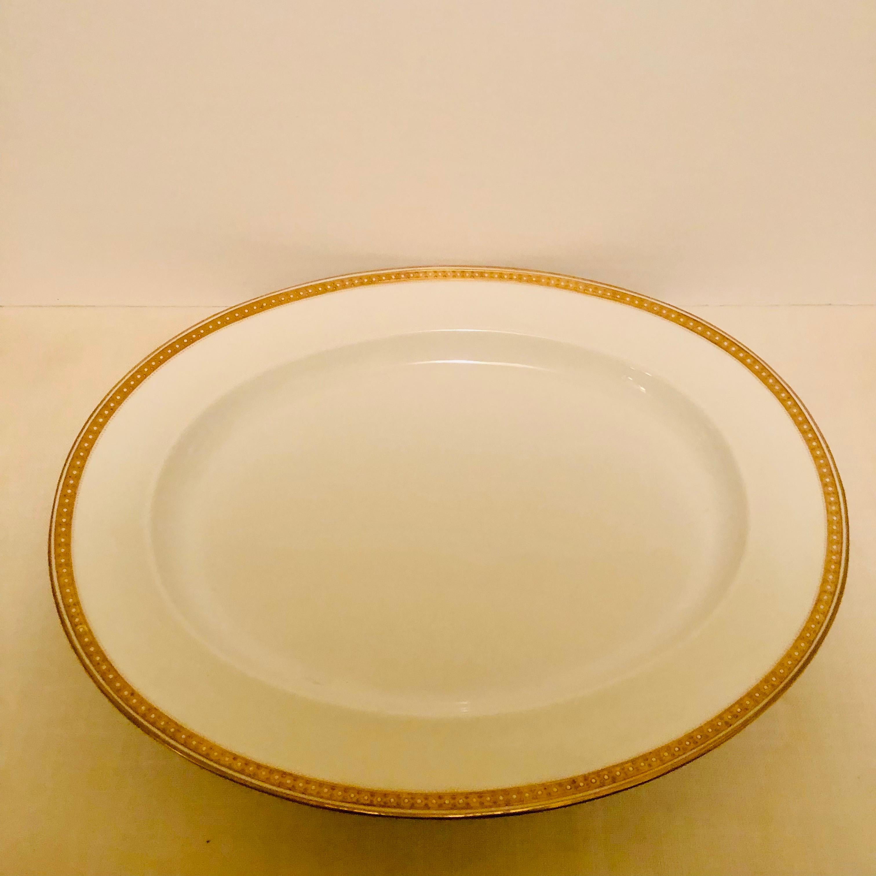 Nest of Four Spode Copeland Serving Platters With Gold Border and White Jeweling 3