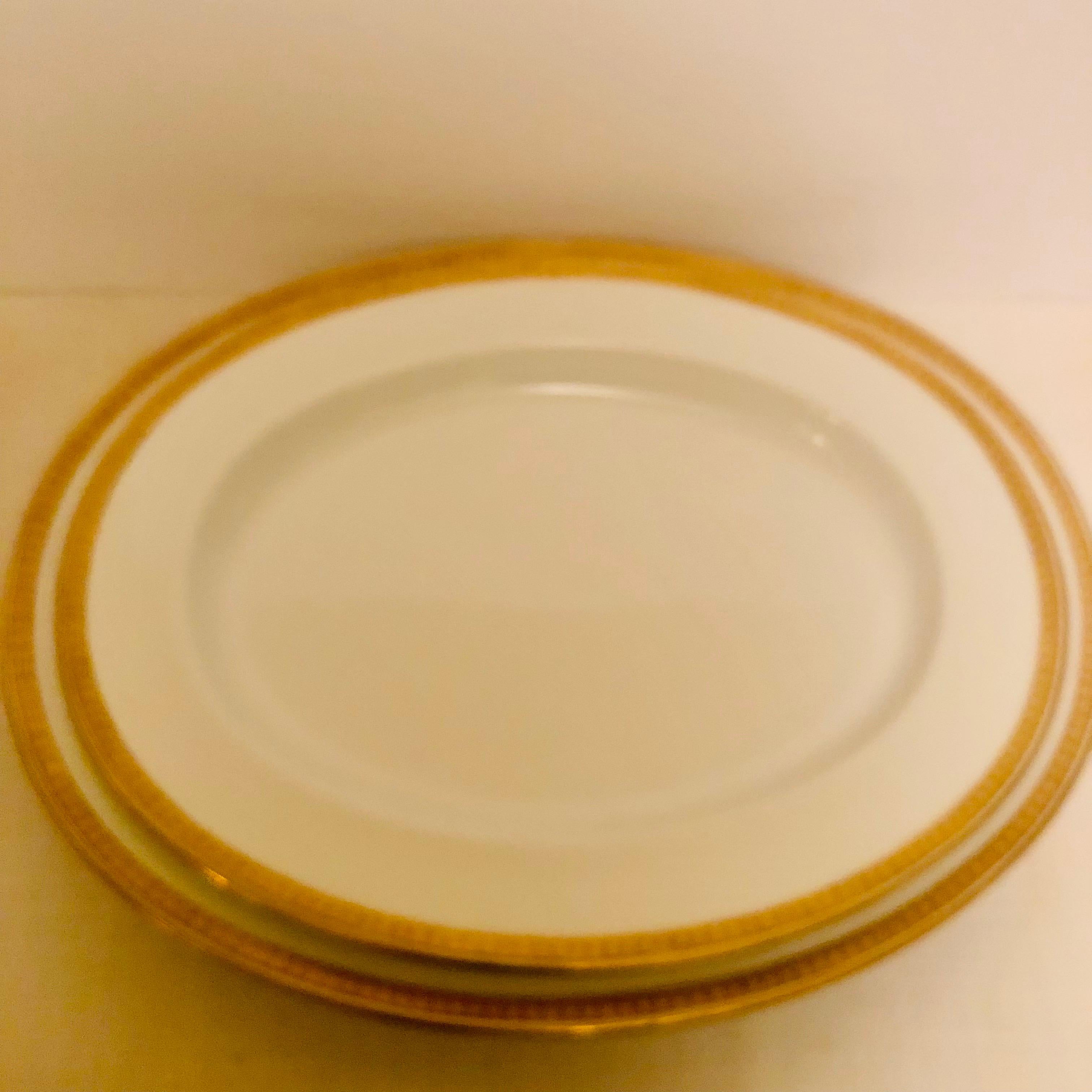 Nest of Four Spode Copeland Serving Platters With Gold Border and White Jeweling 5