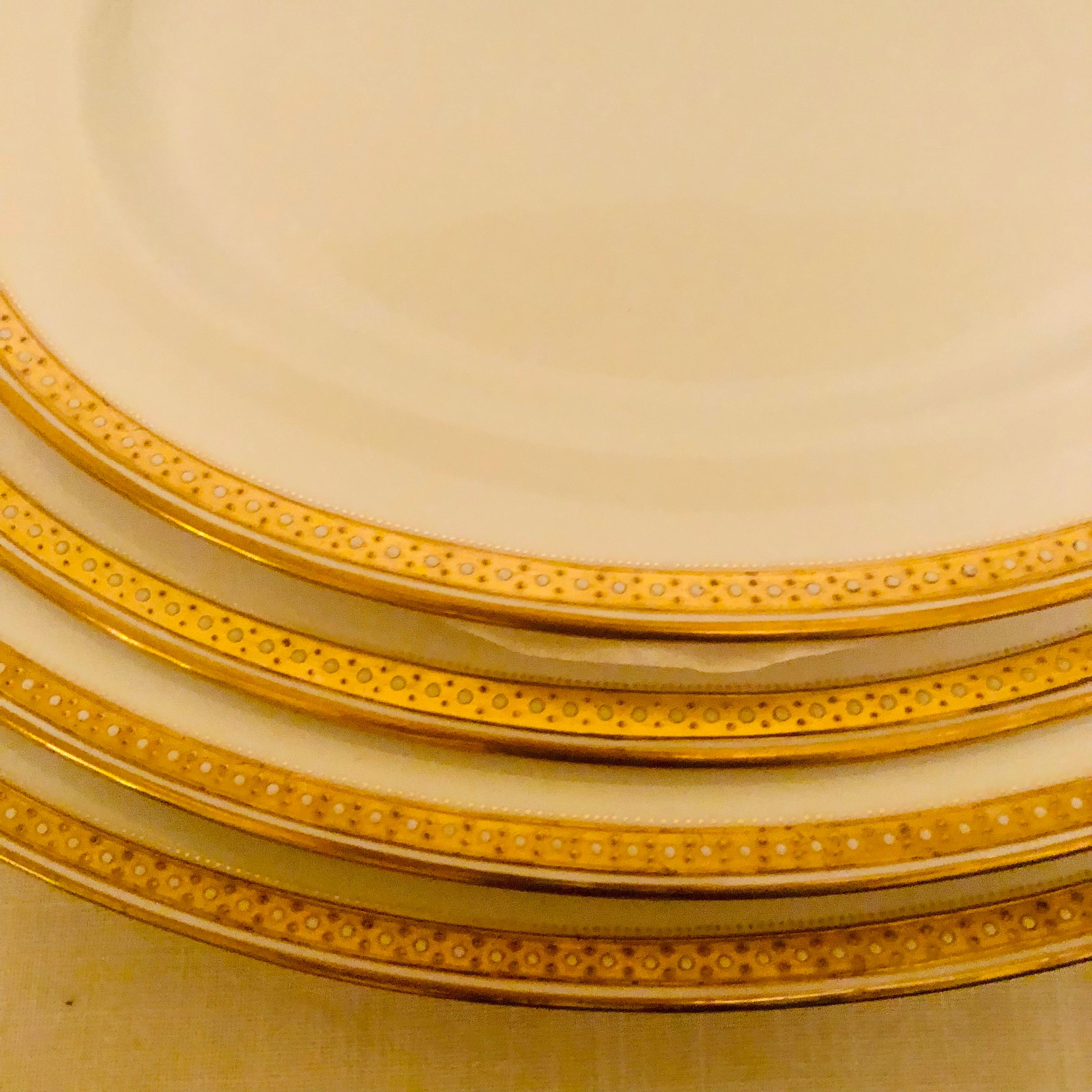 Nest of Four Spode Copeland Serving Platters With Gold Border and White Jeweling 8