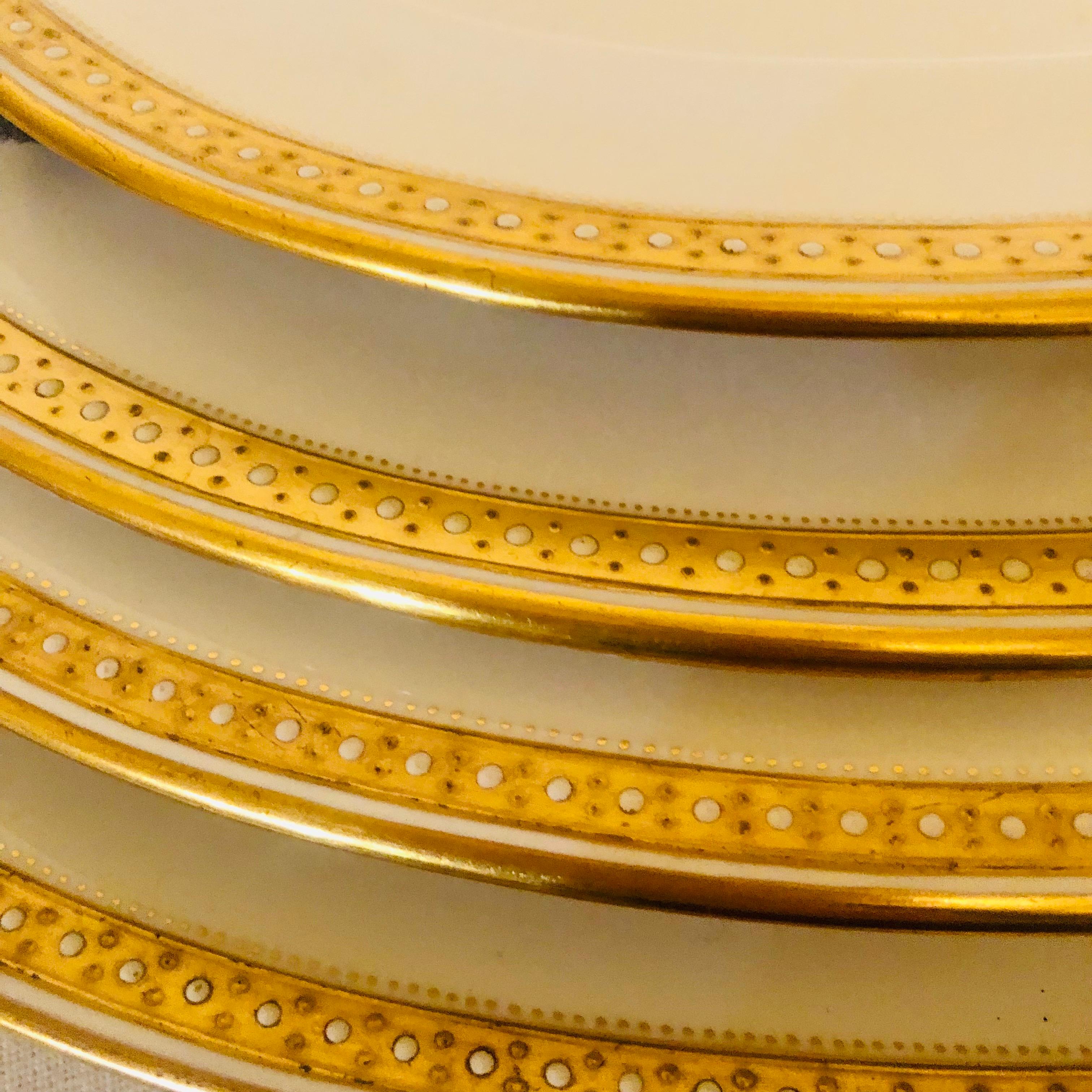 Neoclassical Nest of Four Spode Copeland Serving Platters With Gold Border and White Jeweling