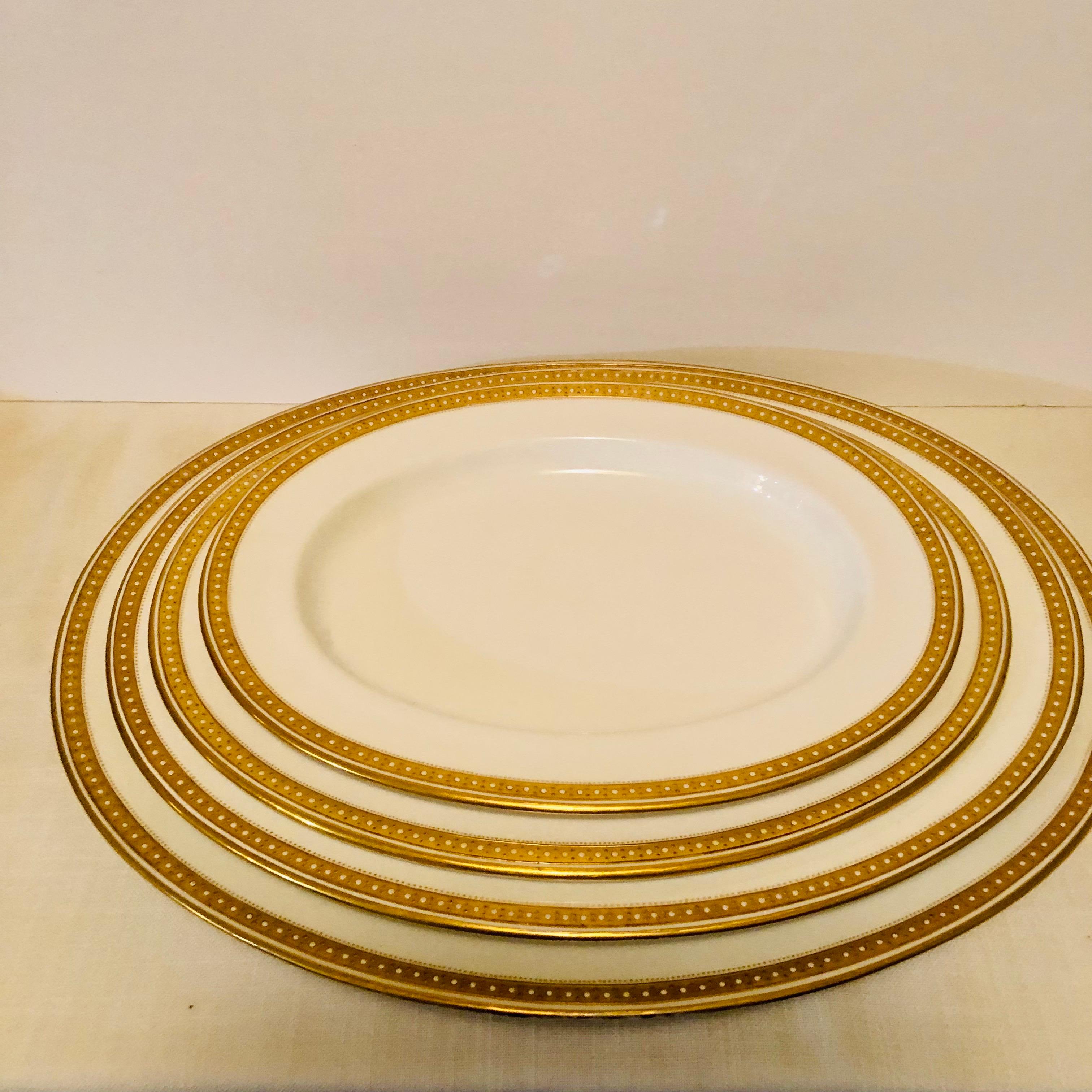 Gilt Nest of Four Spode Copeland Serving Platters With Gold Border and White Jeweling