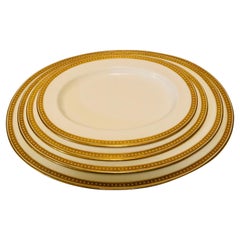 Nest of Four Spode Copeland Serving Platters With Gold Border and White Jeweling