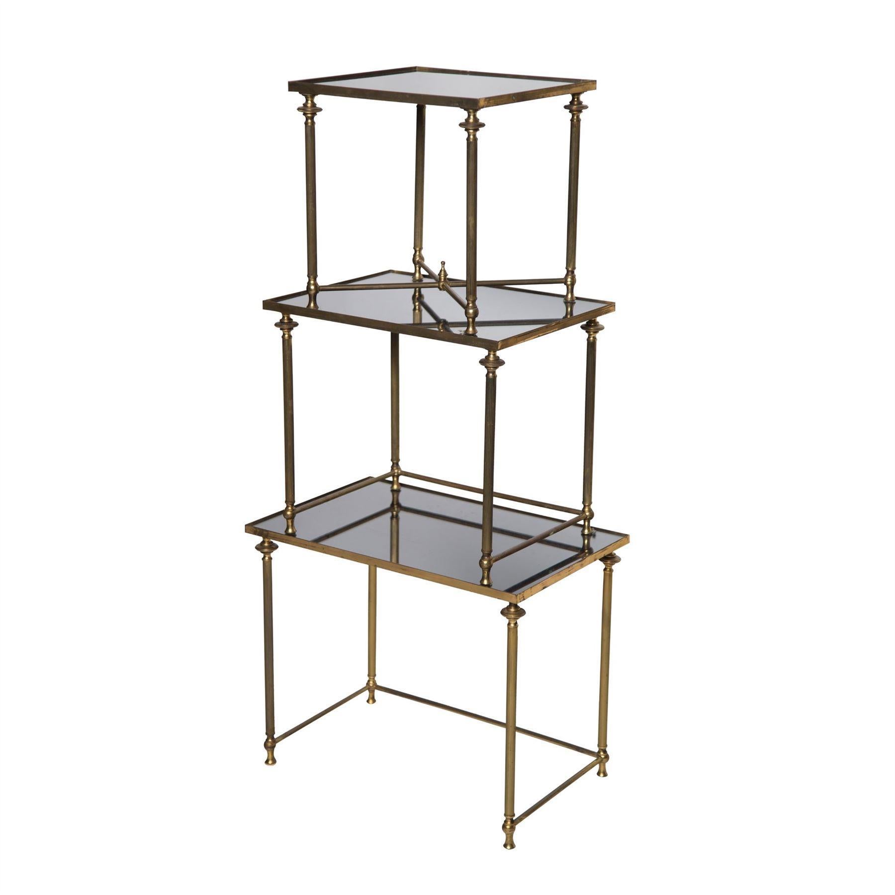 Mid-Century Modern Nest of French Brass Tables