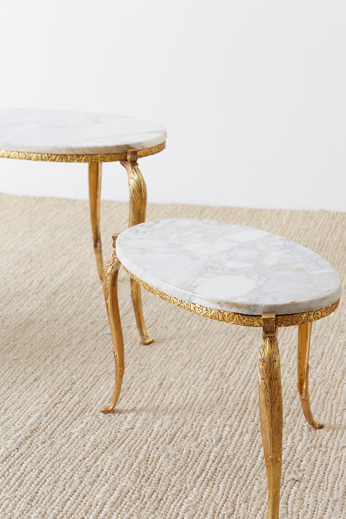 Nest of Italian Doré Bronze and Marble Drink Tables 9