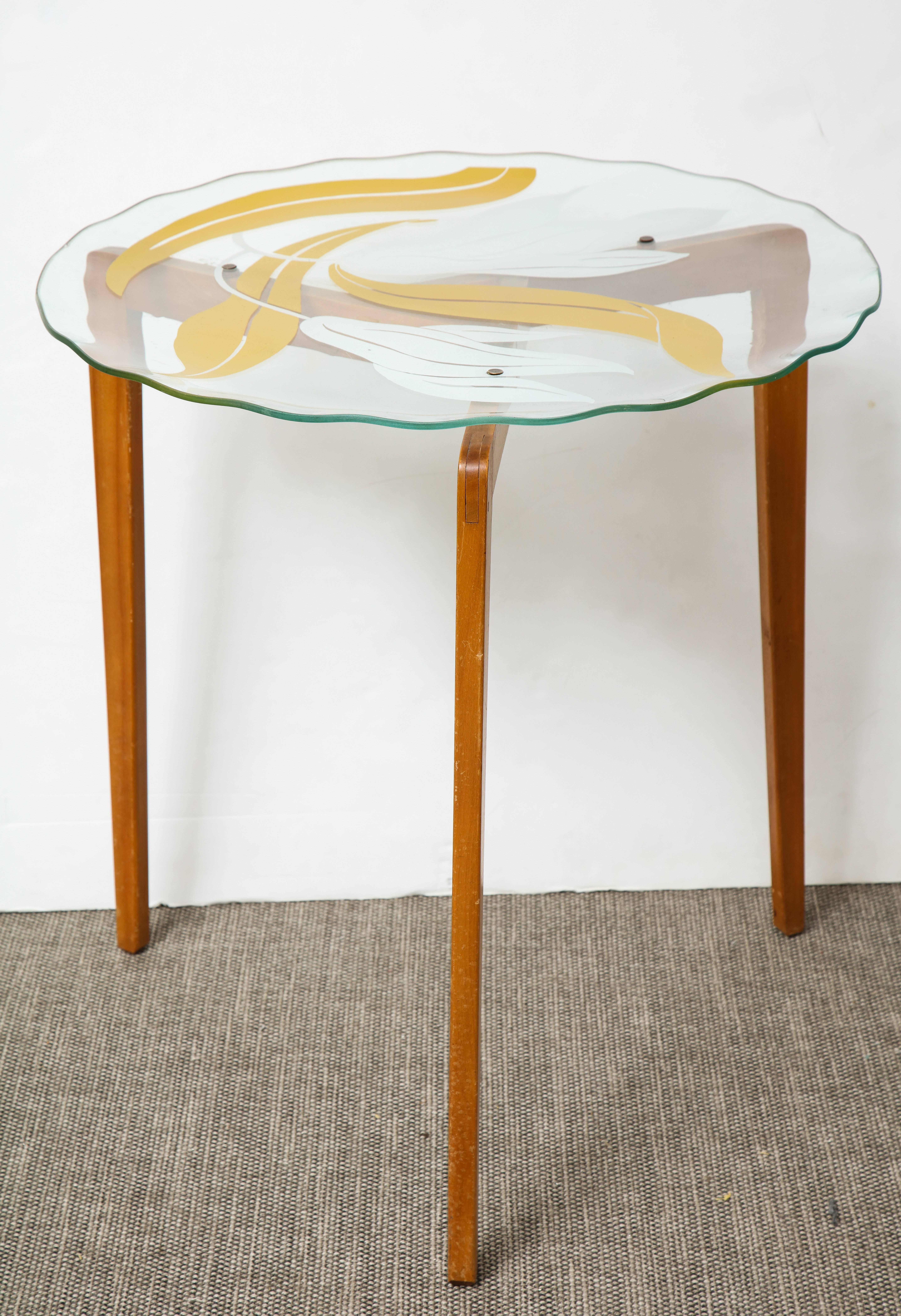 Mid-20th Century Nest of Italian Glass Top Tables