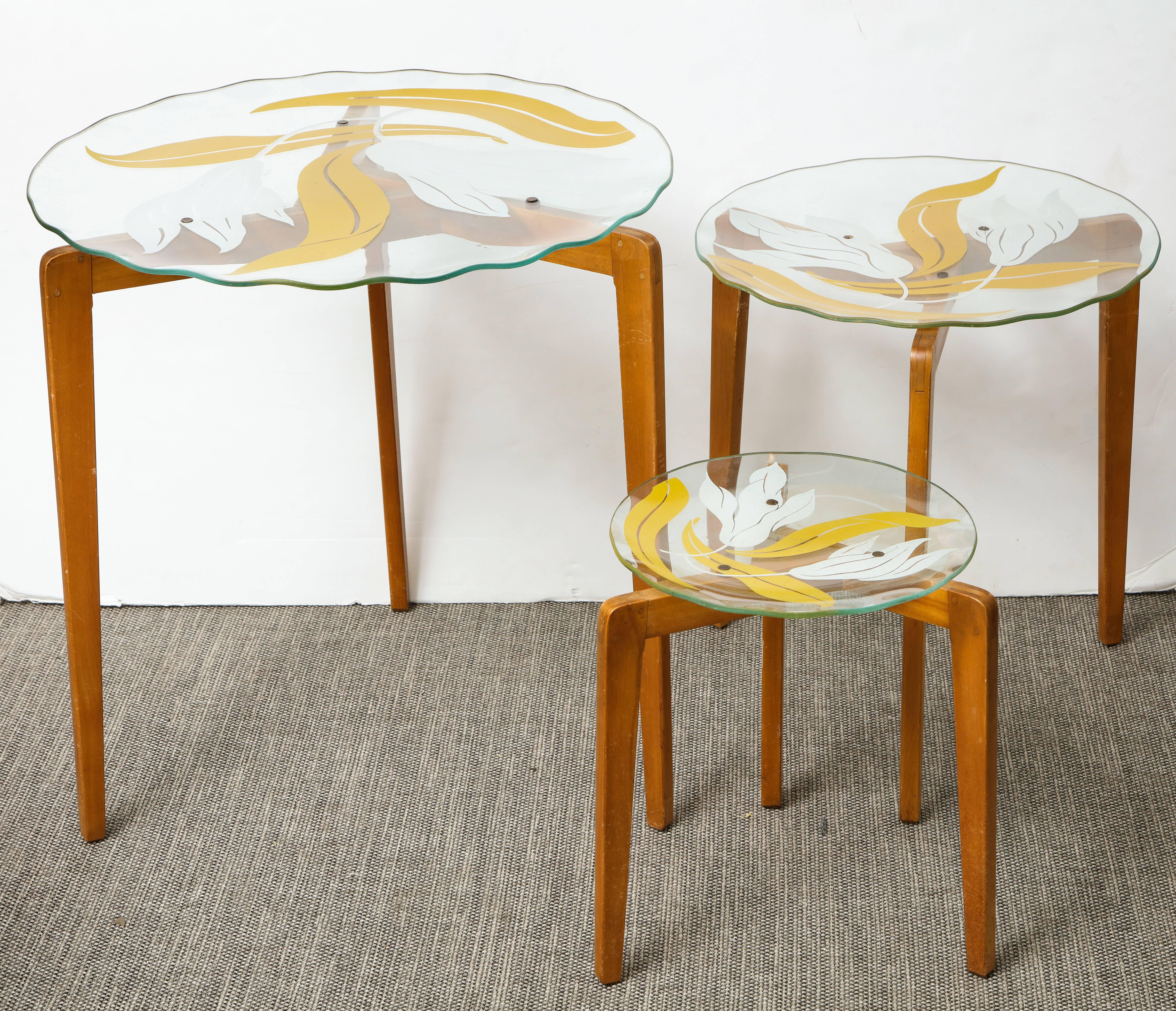 Nest of Italian Glass Top Tables 2