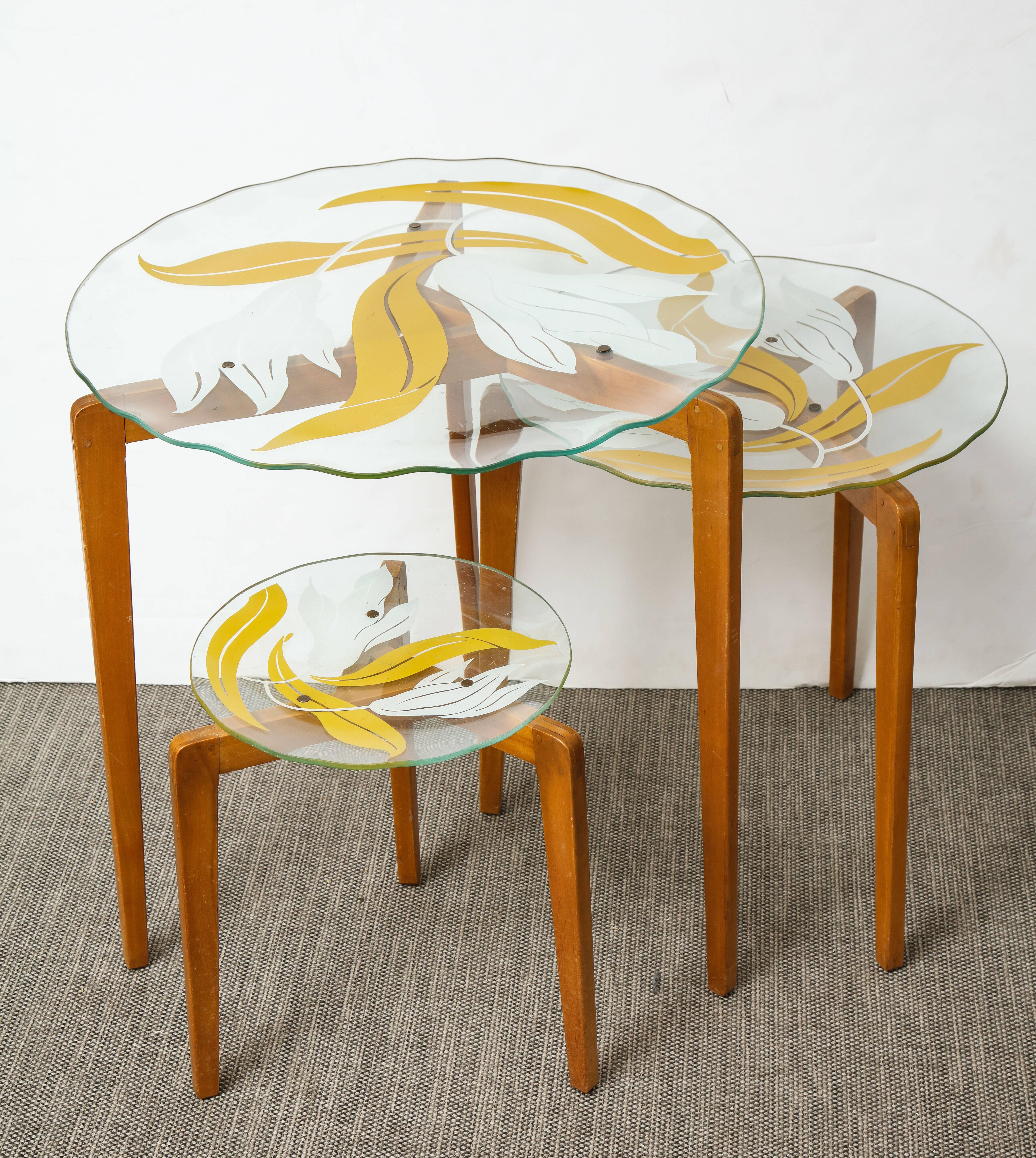 Nest of Italian Glass Top Tables 3