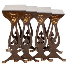 Nest of Tables, Antique Chinoiserie Quartet Sided Table