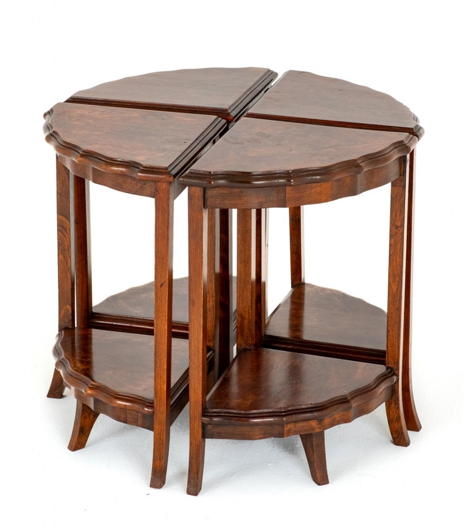 Nest of Tables Circular Walnut 5 Side Table For Sale 2