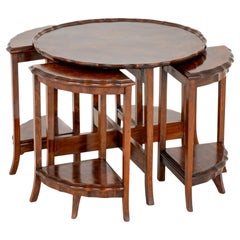 Nest of Tables Circular Walnut 5 Side Table