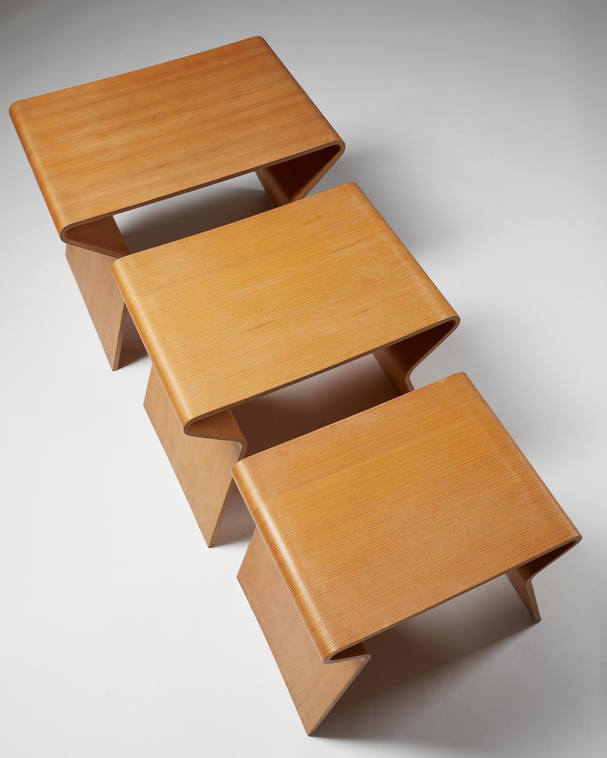 Pine Nest of Tables Designed by Grete Jalk, Lange Production, Denmark, 1963