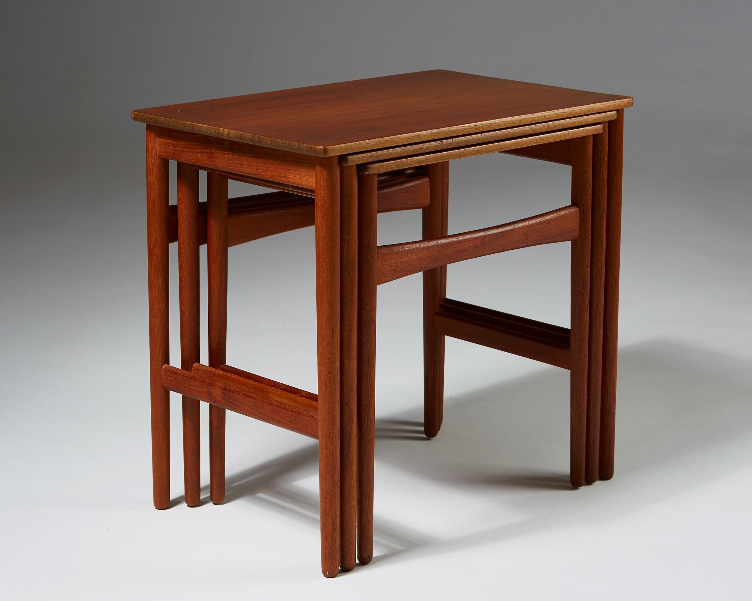Scandinavian Modern Nest of Tables Designed by Hans J. Wegner for Andreas Tuck, Denmark, 1950s