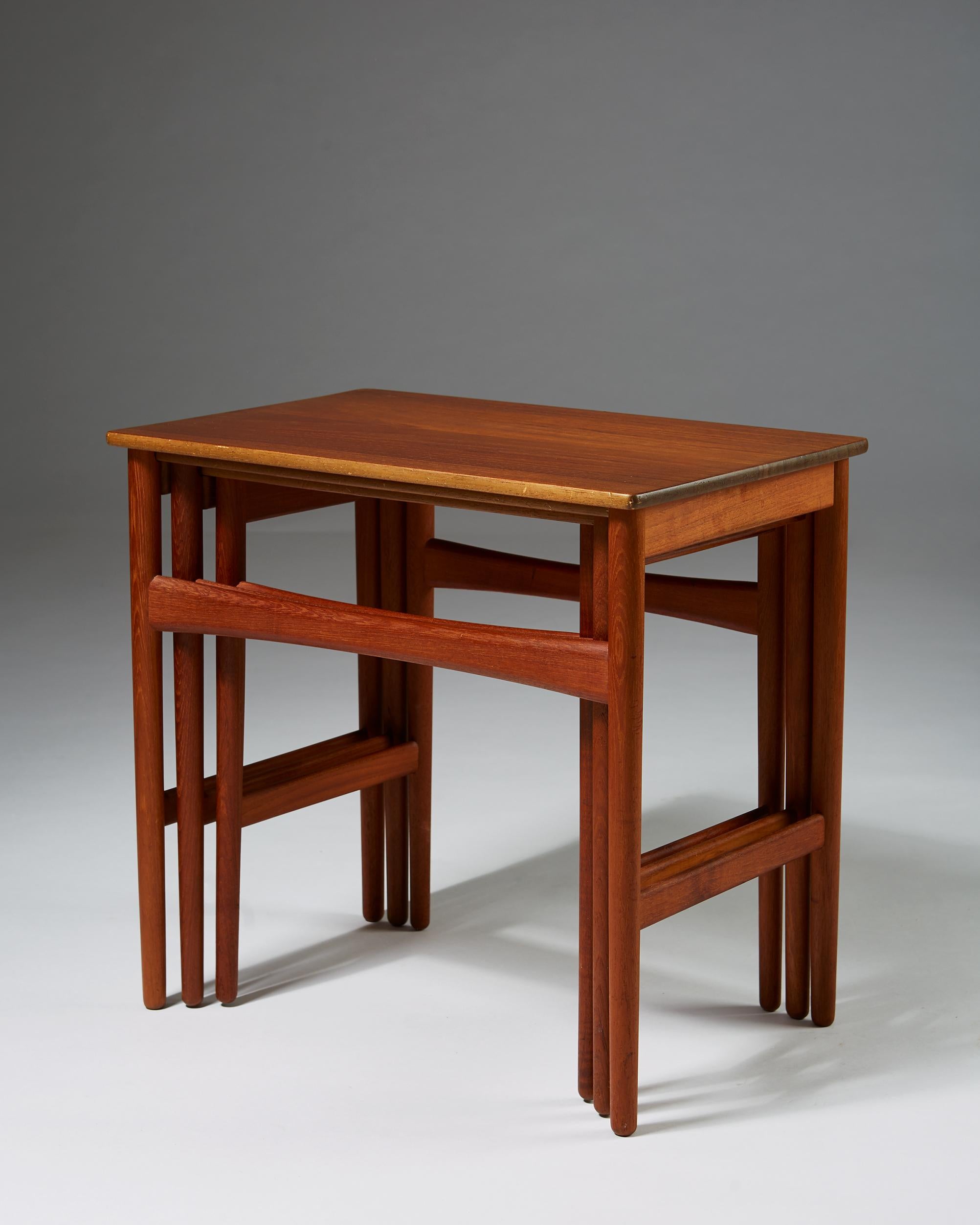 Danish Nest of Tables Designed by Hans J. Wegner for Andreas Tuck, Denmark, 1950s