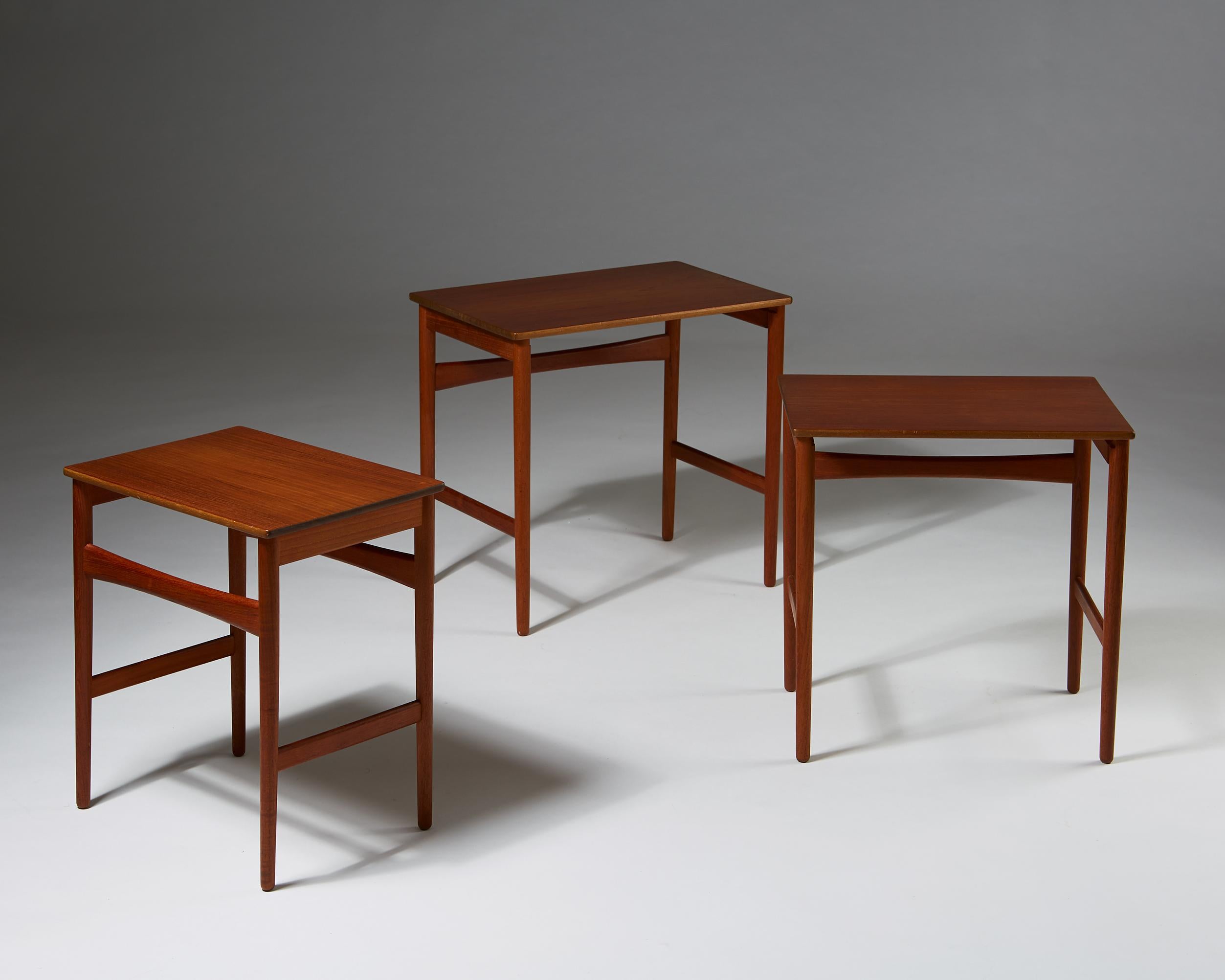Mid-20th Century Nest of Tables Designed by Hans J. Wegner for Andreas Tuck, Denmark, 1950s