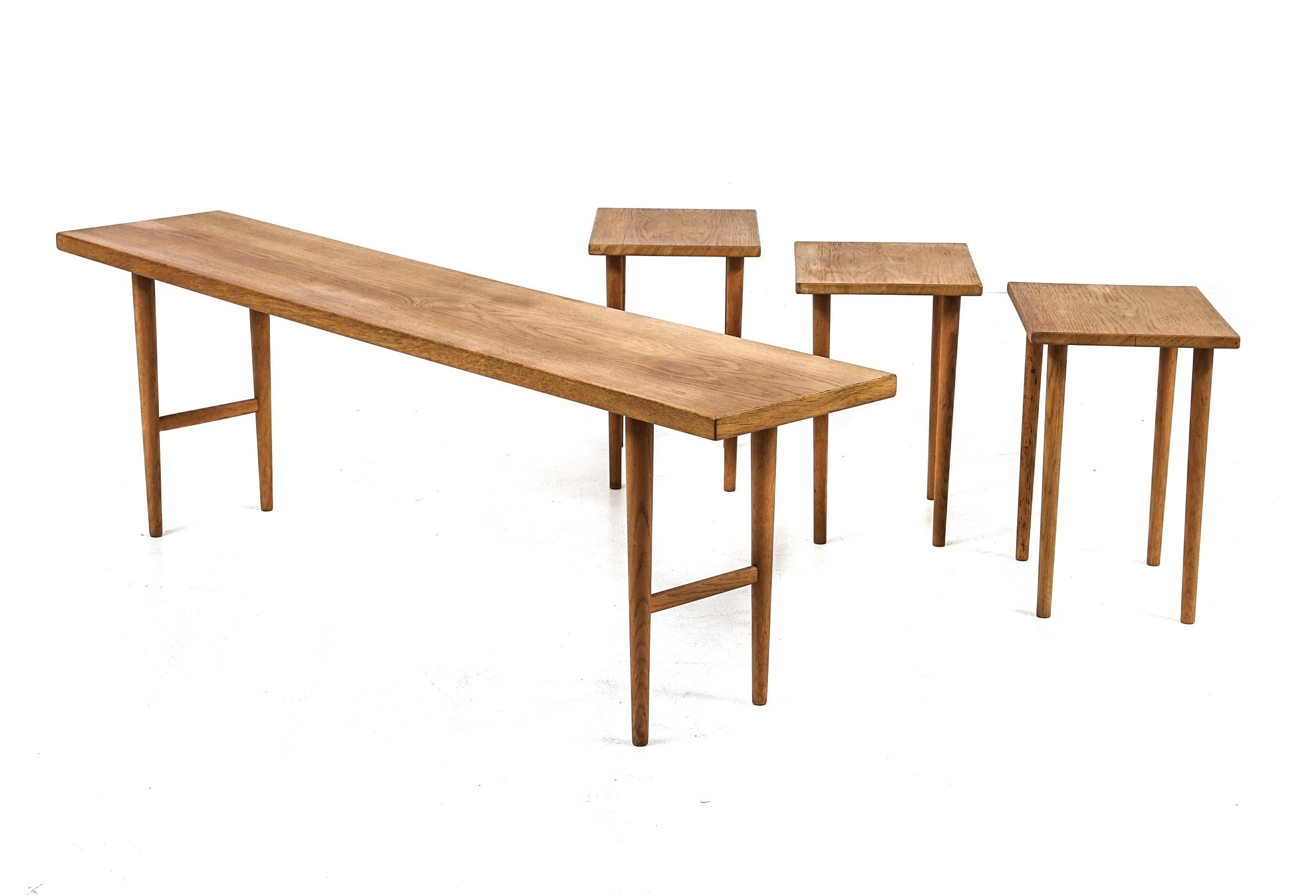 Nest of Tables, Designed by Kurt Ostervig, Denmark, 1950s, Oak In Good Condition For Sale In Los Gatos, CA