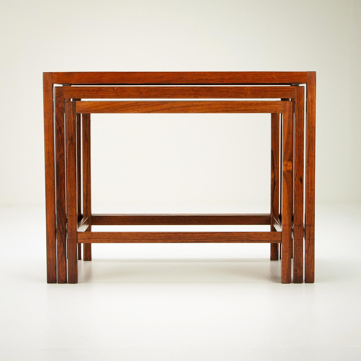 Hand-Crafted Nest of Tables in Rosewood by Kurt Østervig for Jason Møbler, Denmark, 1960s For Sale