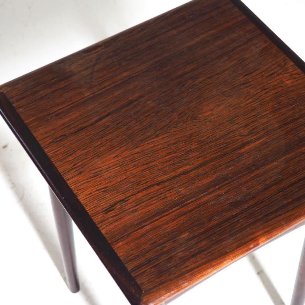 Mid-Century Modern Nest of Tables in Rosewood, Danish Architect, Signed Amager Bolighus, circa 1960 For Sale