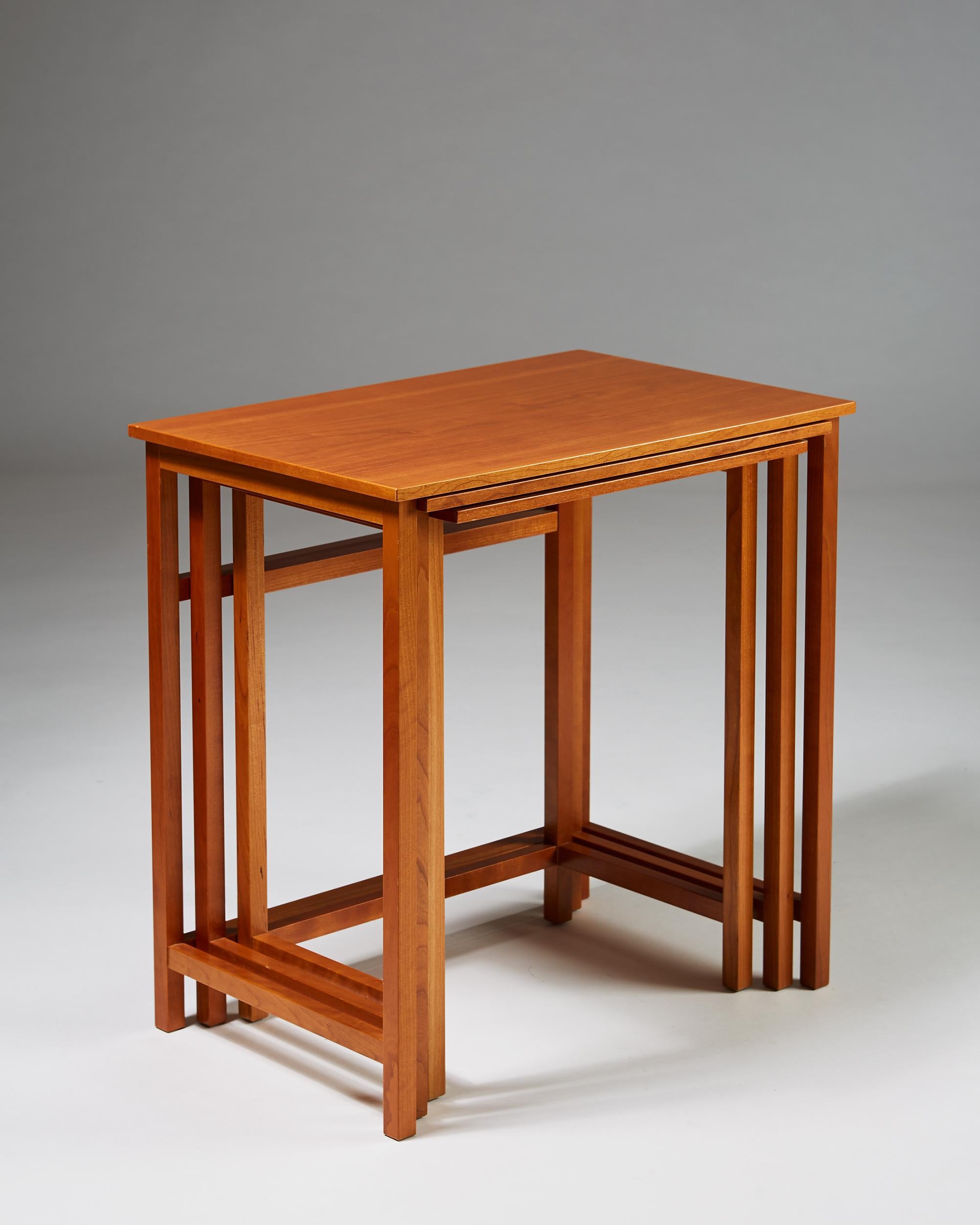 Scandinavian Modern Nest of Tables Model 618 Designed by Josef Frank for Svenkst Tenn, Sweden, 1950 For Sale
