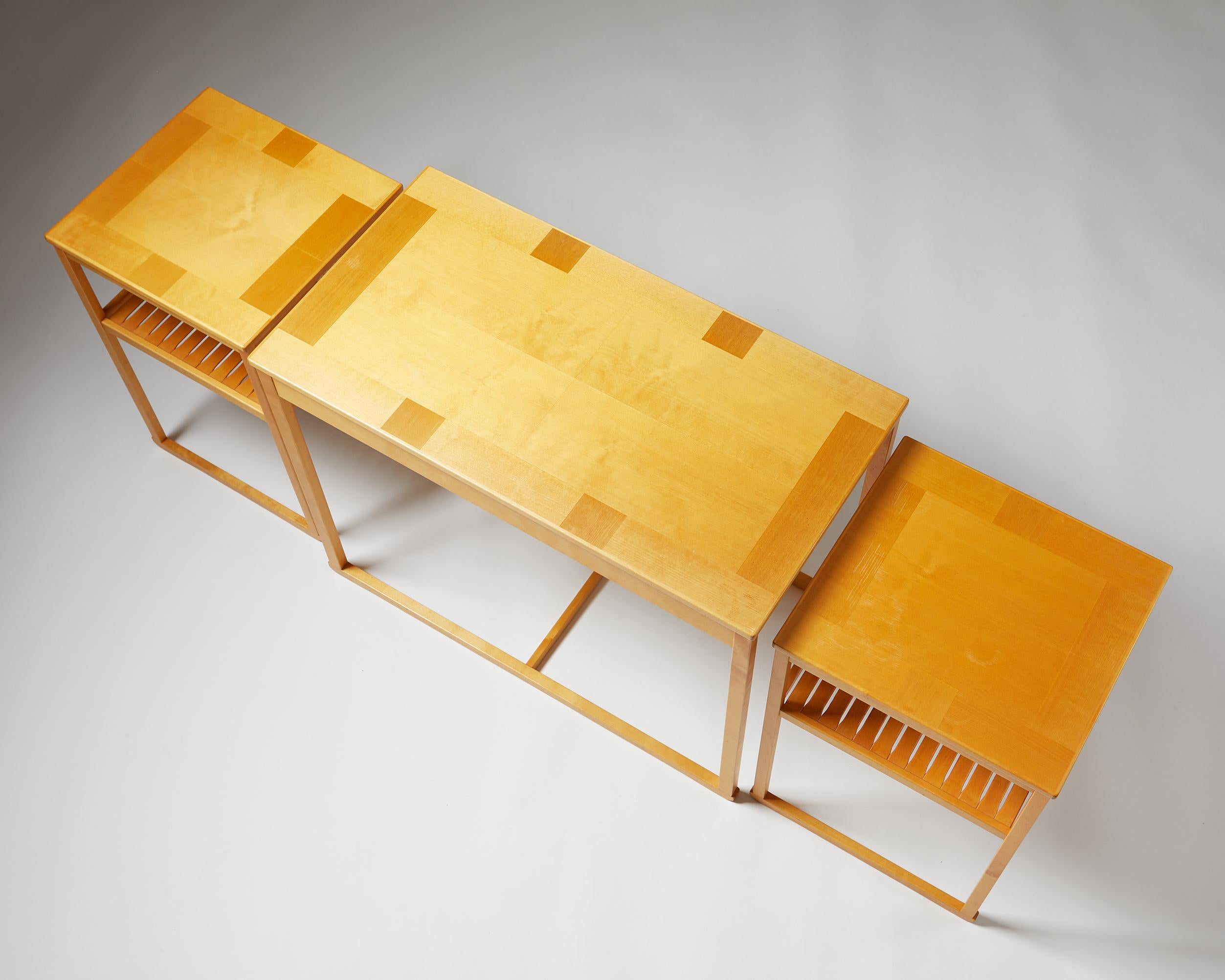 Mid-Century Modern Nest of Tables ‘Släden’ Designed by Carl Malmsten for Åfors Möbelfabrik, Sweden For Sale