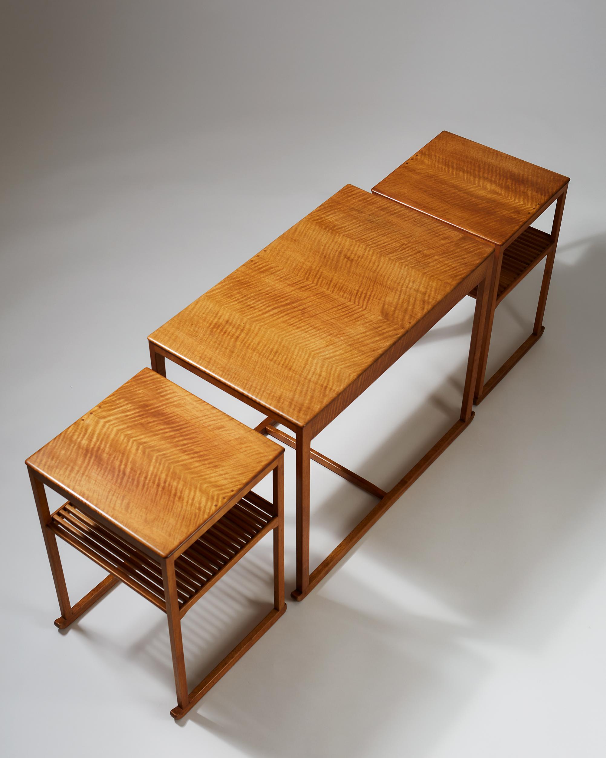 Nest of Tables “Släden” Designed by Carl Malmsten, Sweden, 1950s 1