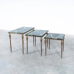 Nest of Tables with Green Marble Tops, France, circa 1940