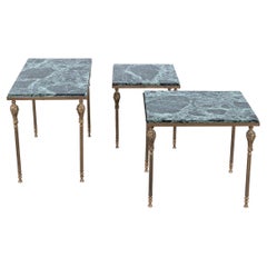 Nest of Tables with Green Marble Tops, France, circa 1940