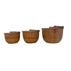 Nido de tres cestas del siglo XIX firmadas Nantucket Lightship