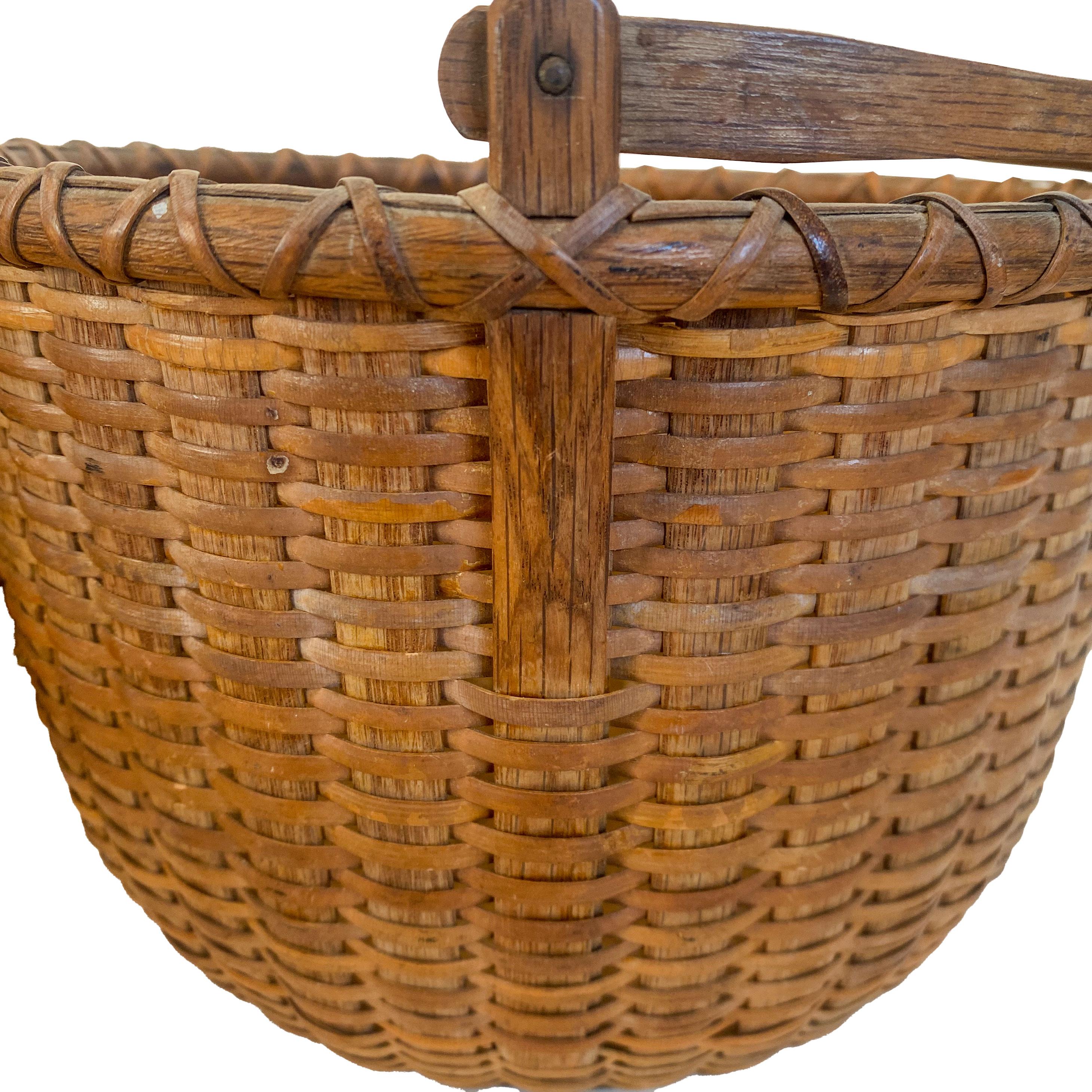 Folk Art Nest of Three 19th Century Signed Nantucket Lightship Baskets For Sale