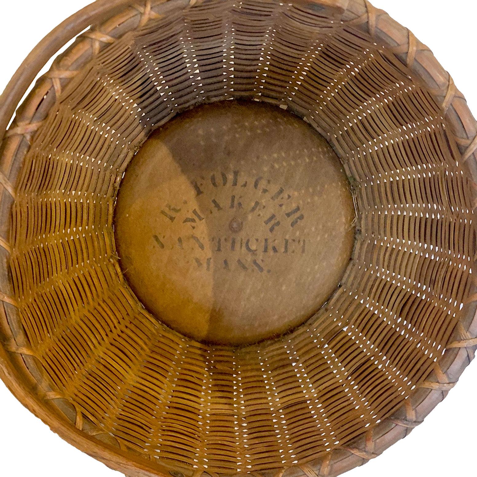 American Nest of Three 19th Century Signed Nantucket Lightship Baskets For Sale