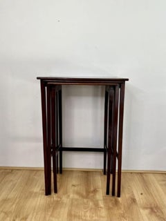 Nest of three antique Edwardian quality mahogany inlaid tables