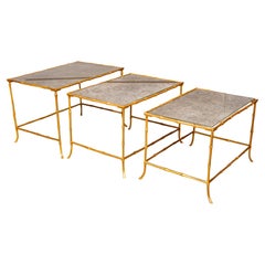 Nest of Three Bagues Style Mirrored Tables
