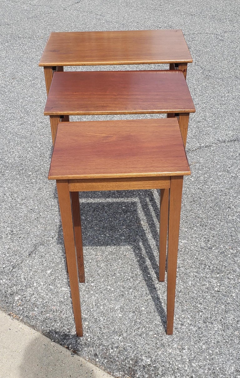 Nest of Three Biggs Virginia Federal Style Mahogany and Satinwood