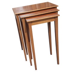 Nest of Three Biggs Virginia Federal Style Mahogany and Satinwood Inlaid