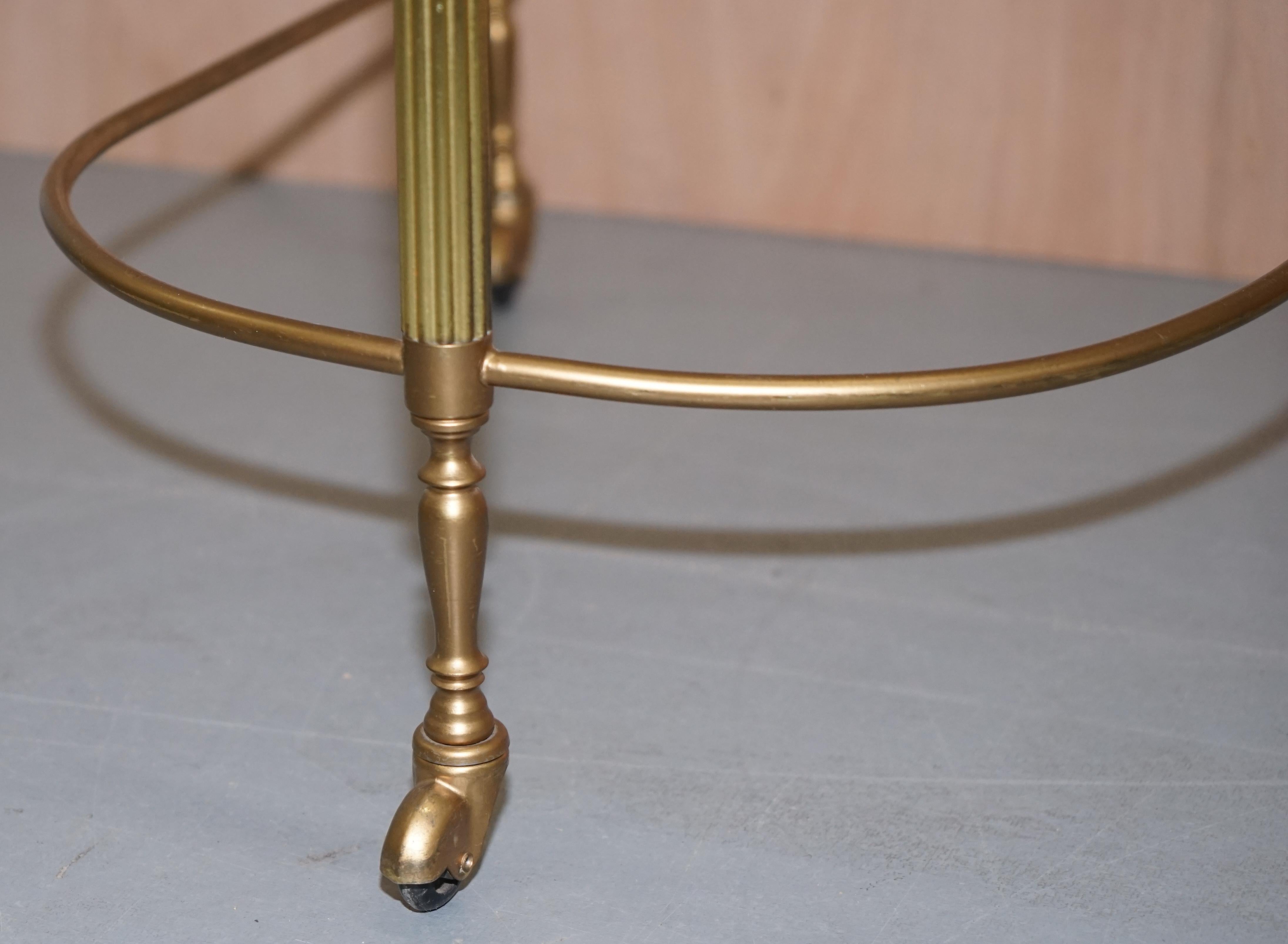 Nest of Three Brass & Glass Trolley Tables by Maison Bagues France, Midcentury For Sale 4