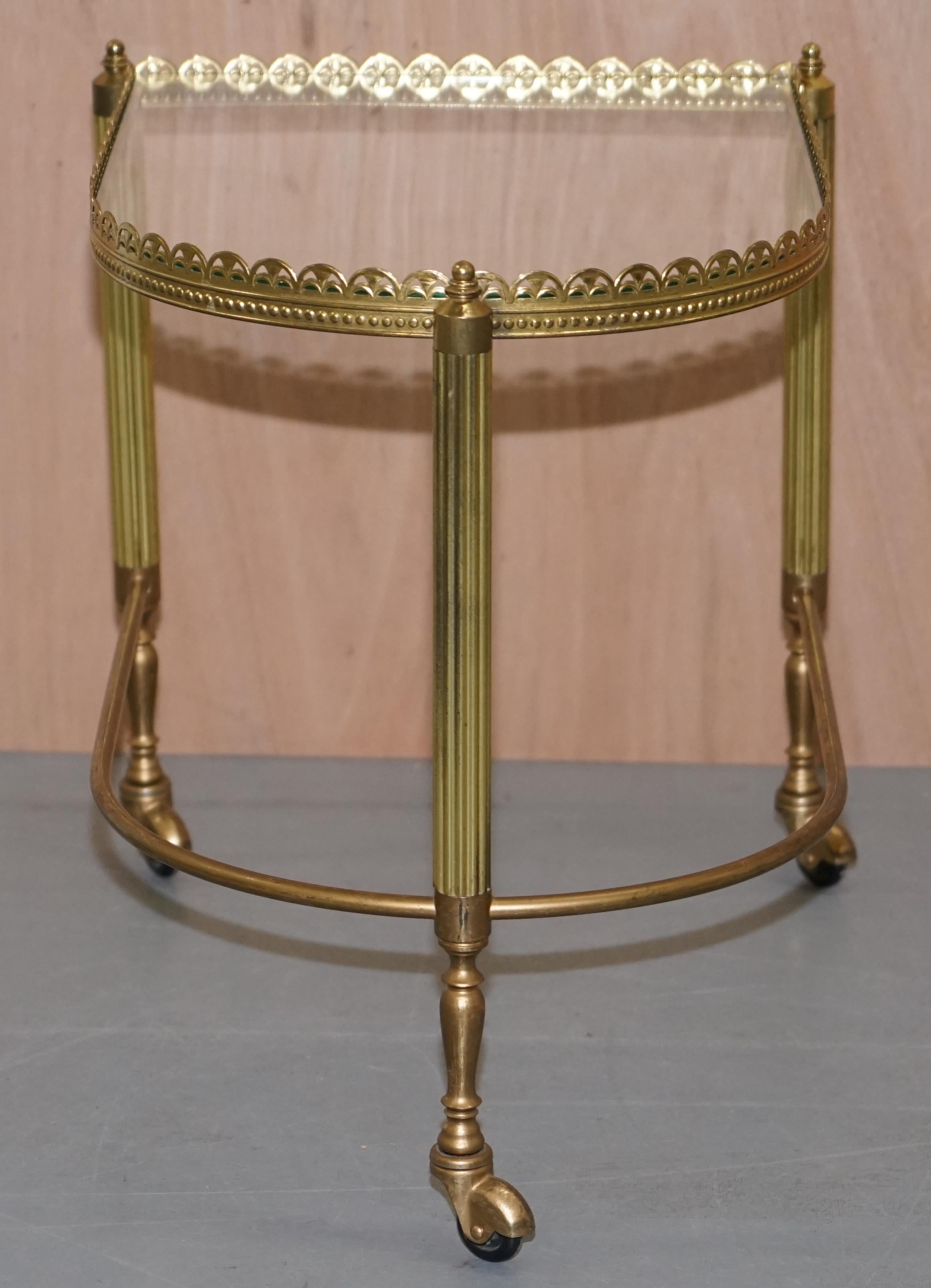 Nest of Three Brass & Glass Trolley Tables by Maison Bagues France, Midcentury For Sale 8