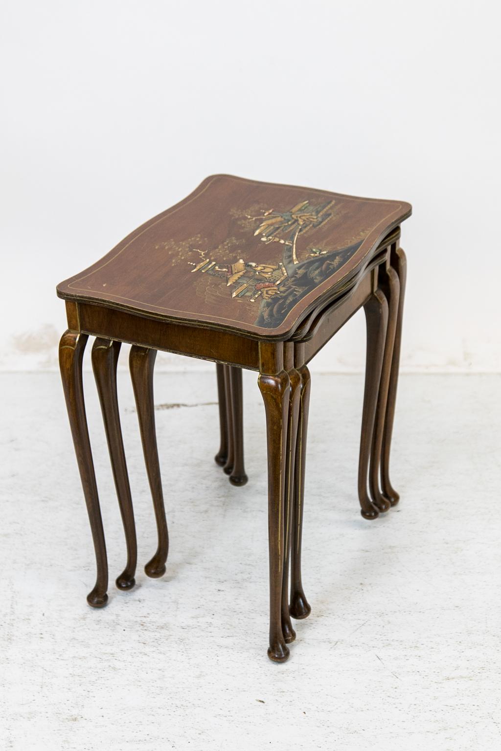Nest of Three Chinoiserie Tables For Sale 5