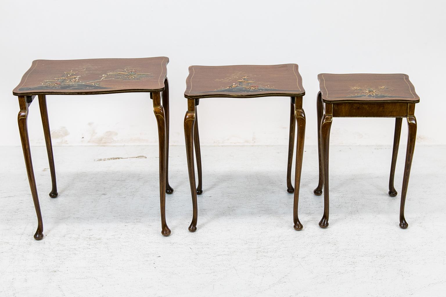 Nest of Three Chinoiserie Tables For Sale 6