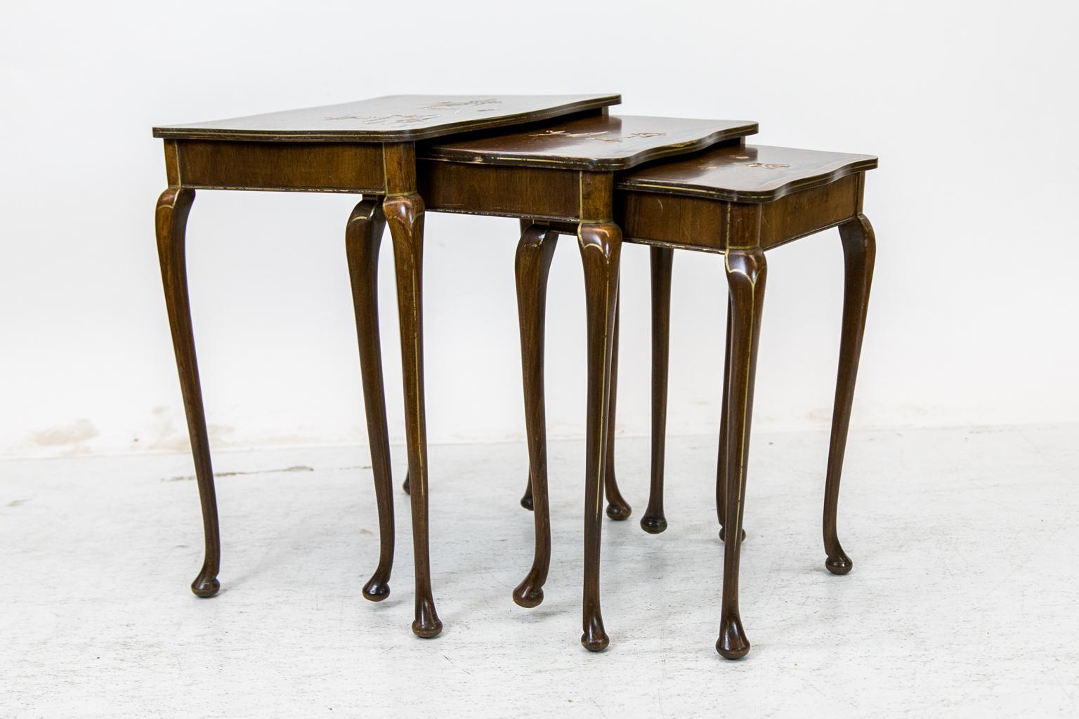 Nest of Three Chinoiserie Tables For Sale 1