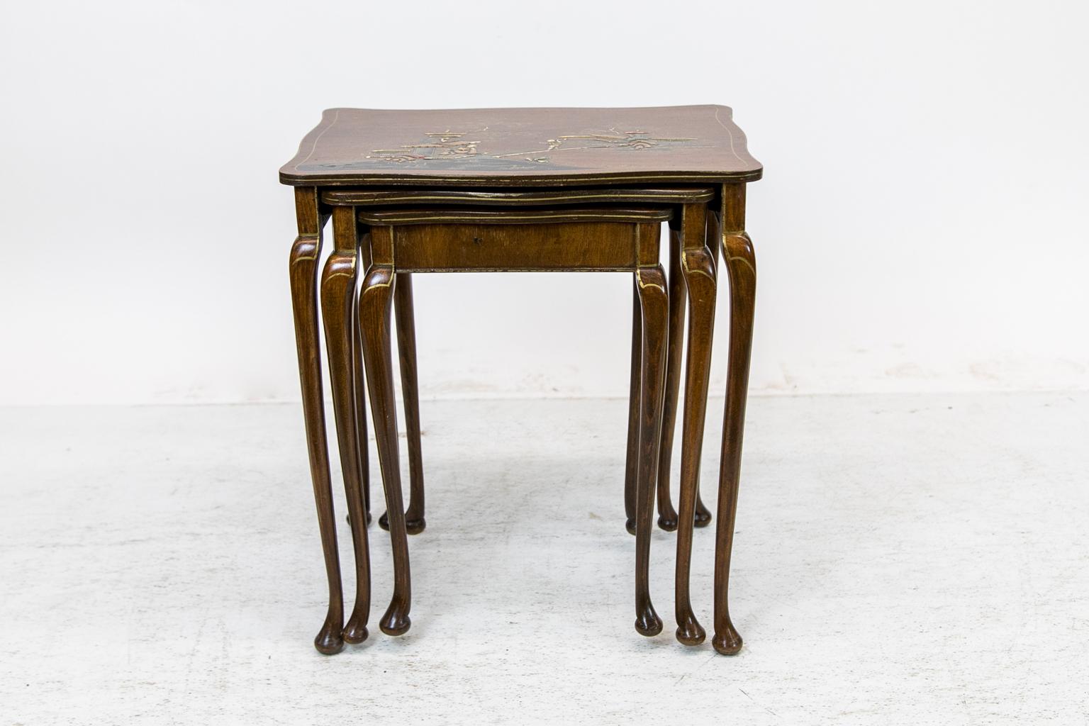 Nest of Three Chinoiserie Tables For Sale 3