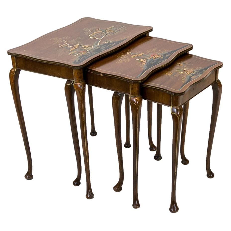 Nest of Three Chinoiserie Tables For Sale