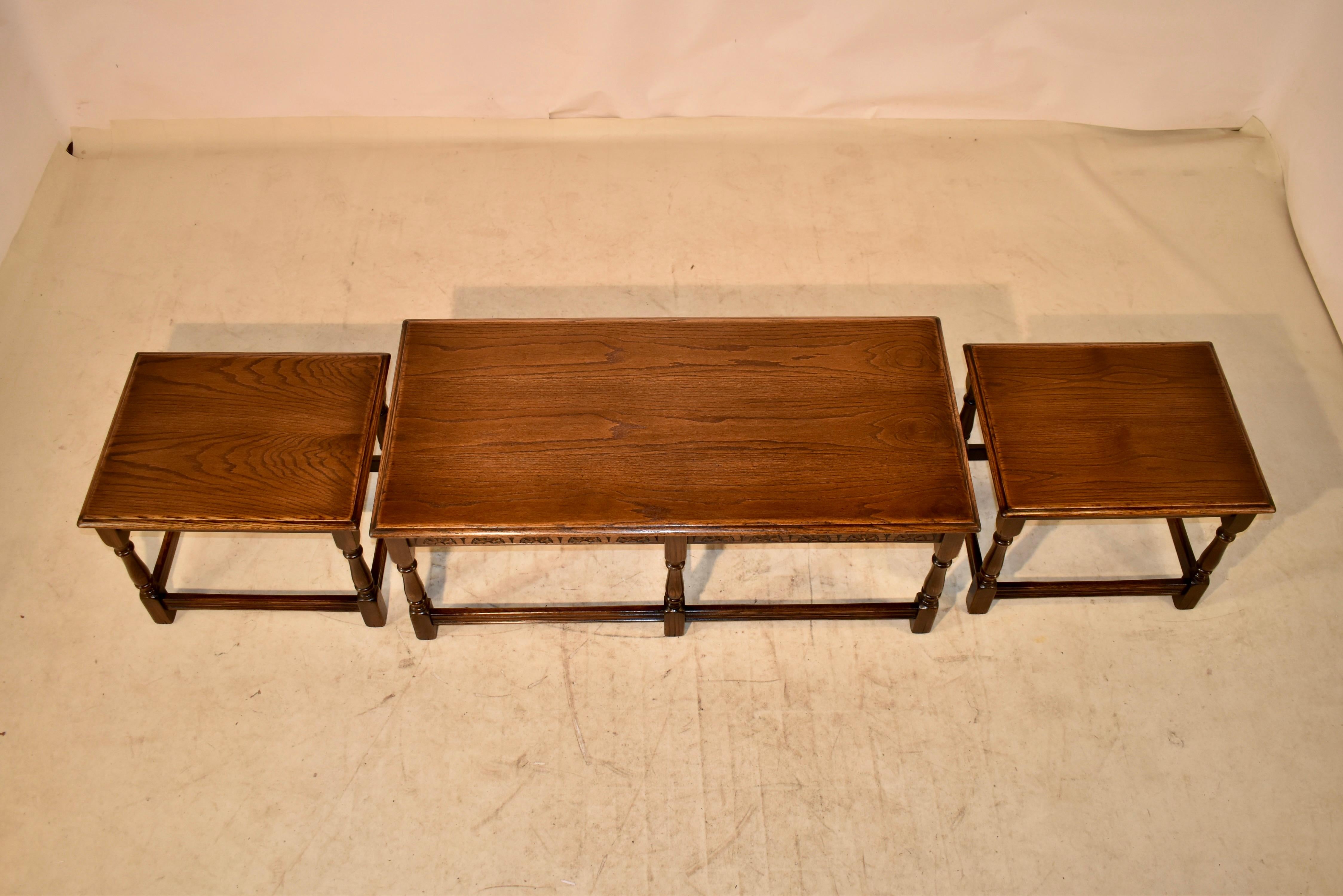 Nest of Three English Coffee Tables, circa 1920 For Sale 4