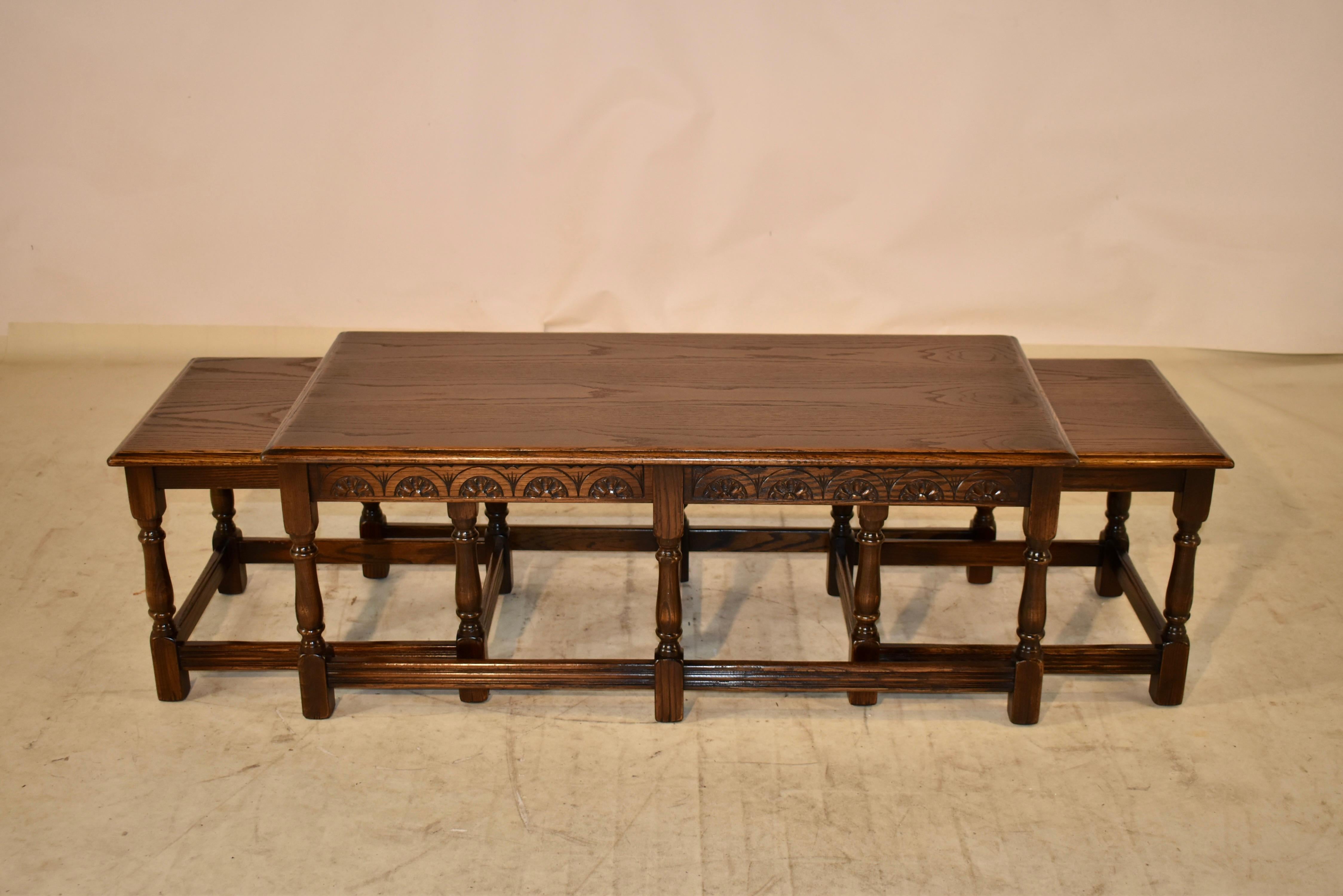 Nest of Three English Coffee Tables, circa 1920 For Sale 5