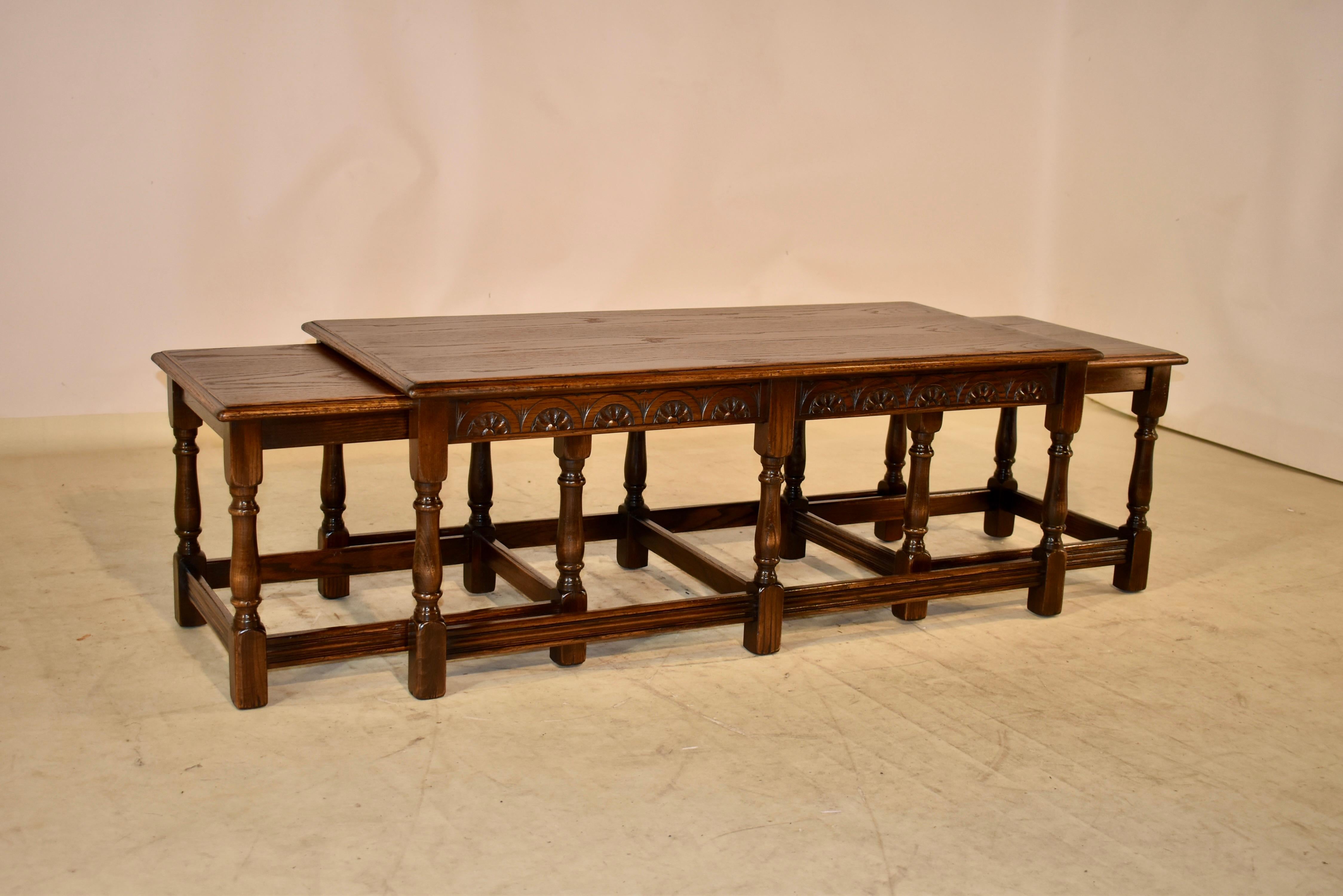 Nest of Three English Coffee Tables, circa 1920 For Sale 6